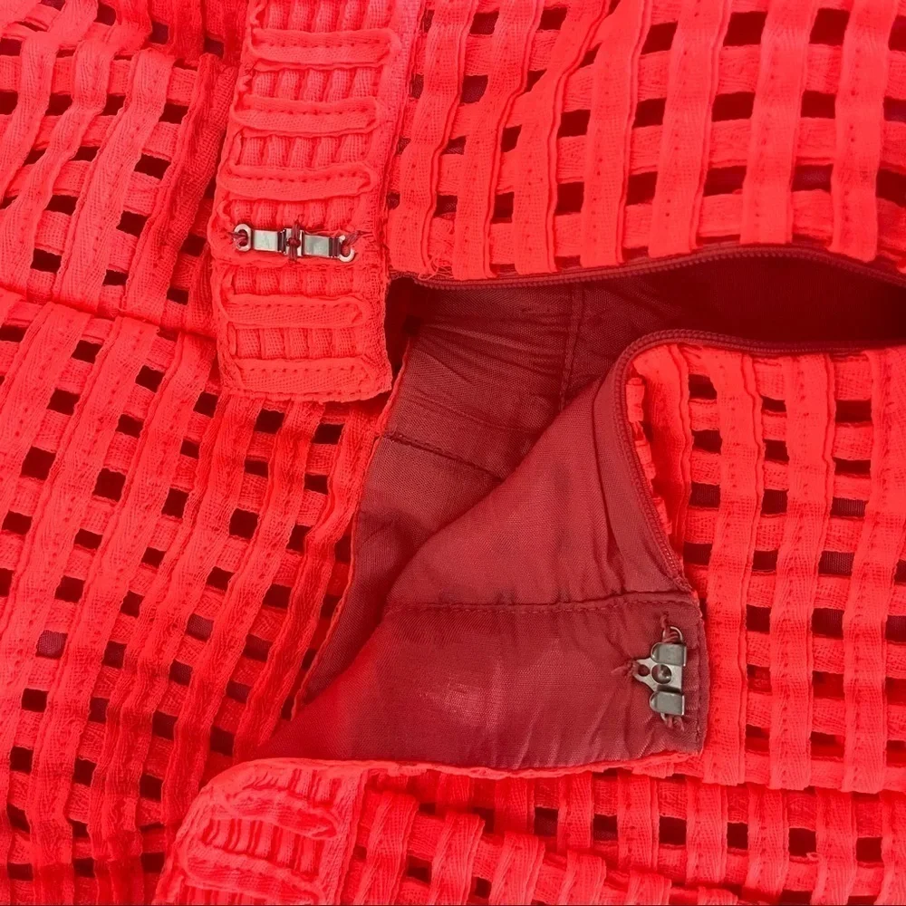 ANOTHER EDITION Japan sz S Bright Coral Orange Basket Woven Weave Skirt